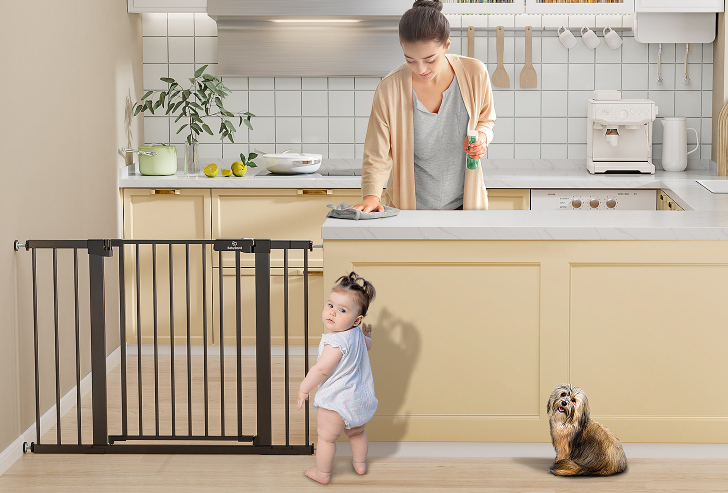 BabyBond 36" Extra Tall Dog Gates for Doorway and Stairs, Easy Step Baby Gate, Premium Cat/Pet Gate, Auto Close Safety Child Gates, with Extenders and Hardware/Pressure mounting Kit(BB1019))