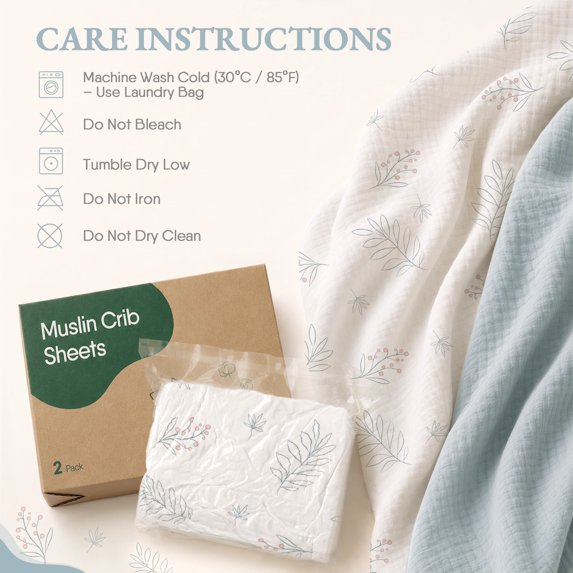 (1046)Babyomi Baby 2-Pack Muslin Cotton Bassinet Sheets, 52*28 inch Bedside Sleeper, Green