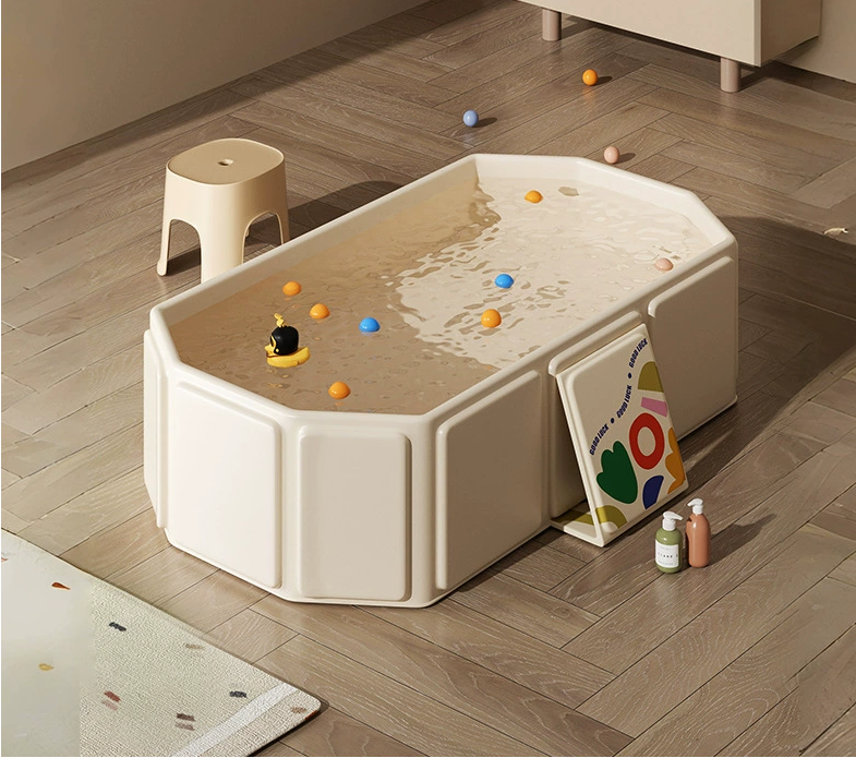 (YEYPYXB)Babyomi Collapsible Baby Bathtub with a Drain Plug, portable bath seat with Non-Slip Base,Easy to Clean, Suitable for Newborns to Toddlers, Easy Storage,Green