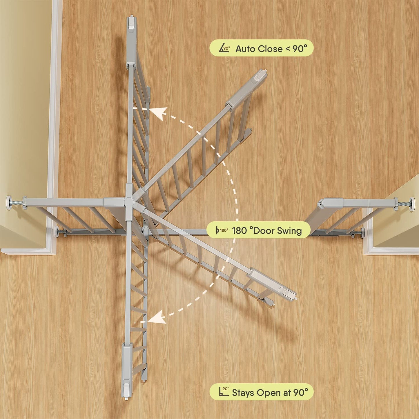 BabyBond 36" Extra Tall Dog Gates for Doorway and Stairs, Easy Step Baby Gate, Premium Cat/Pet Gate, Auto Close Safety Child Gates, with Extenders and Hardware/Pressure mounting Kit(BB1019))