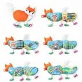 (YRLH5-FX) Newborn Baby Gift Set - 5-Pack Baby Toy Gift Box With Baby Cloth Book And Baby Soothing Towel, Fox Style Wind Chime And Two Hand Toys