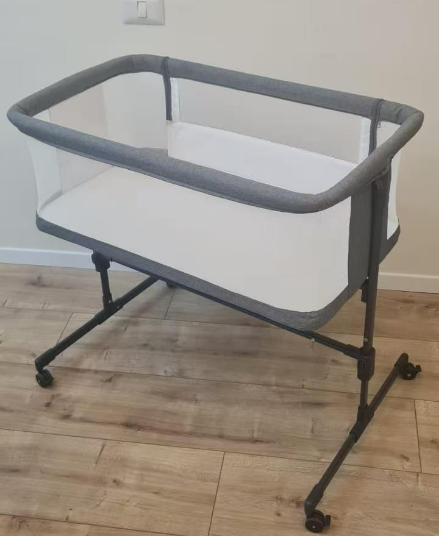 Babyomi Baby Bassinet, 2 in 1 Folding Bassinets Bedside Sleeper for Newborn, Stable Bedside Crib with Adjustable 5 Height and Movable Wheels, Breathable Mattress for Safe Co-Sleeping, grey(MC-B210)