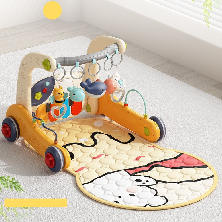 Babyomi Baby Gym Play Mat with Baby Learning Walker, Gym Baby Playmat with Musical Learning Toys and Kick and Play Piano for Infant Newborn, Gift 0-12 Months(JSJ6658-YE)
