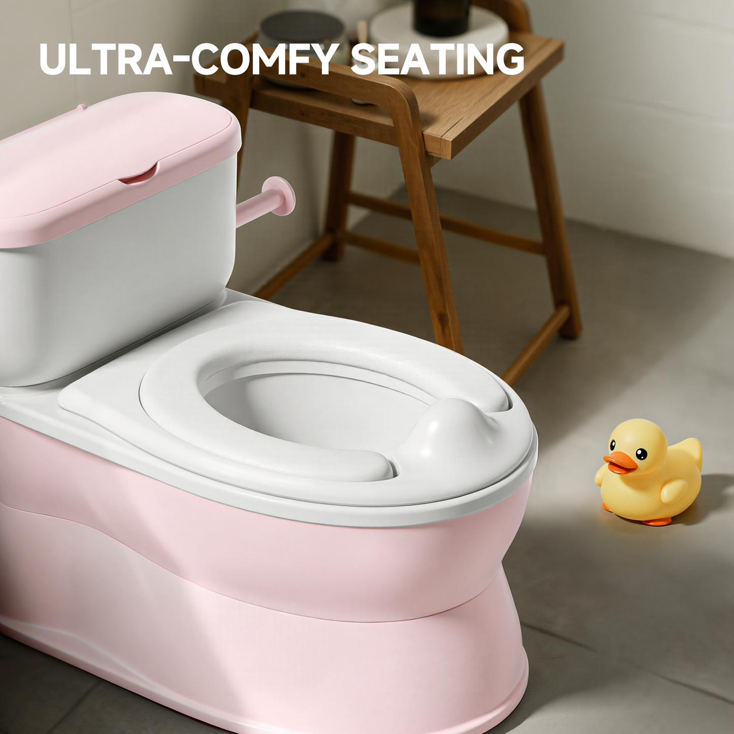 (1033) Babyomi Toddler Potty Training Toilet, 2-in-1 Portable Toilet with Detachable Training Seat, Realistic Flushing Sound, Wipes Storage and Toilet Paper Holder for Boys and Girls Ages 1-3, Grey