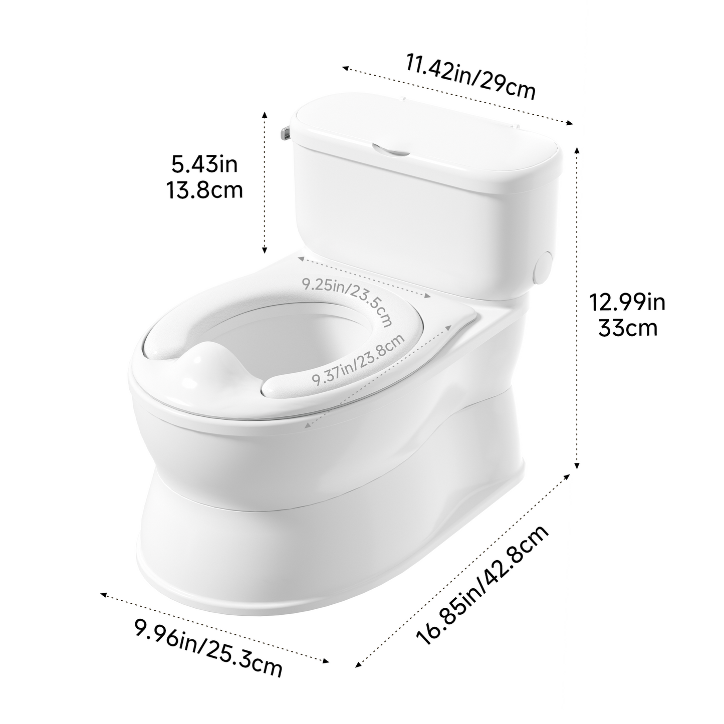 (1033) Babyomi Toddler Potty Training Toilet, 2-in-1 Portable Toilet with Detachable Training Seat, Realistic Flushing Sound, Wipes Storage and Toilet Paper Holder for Boys and Girls Ages 1-3, Grey