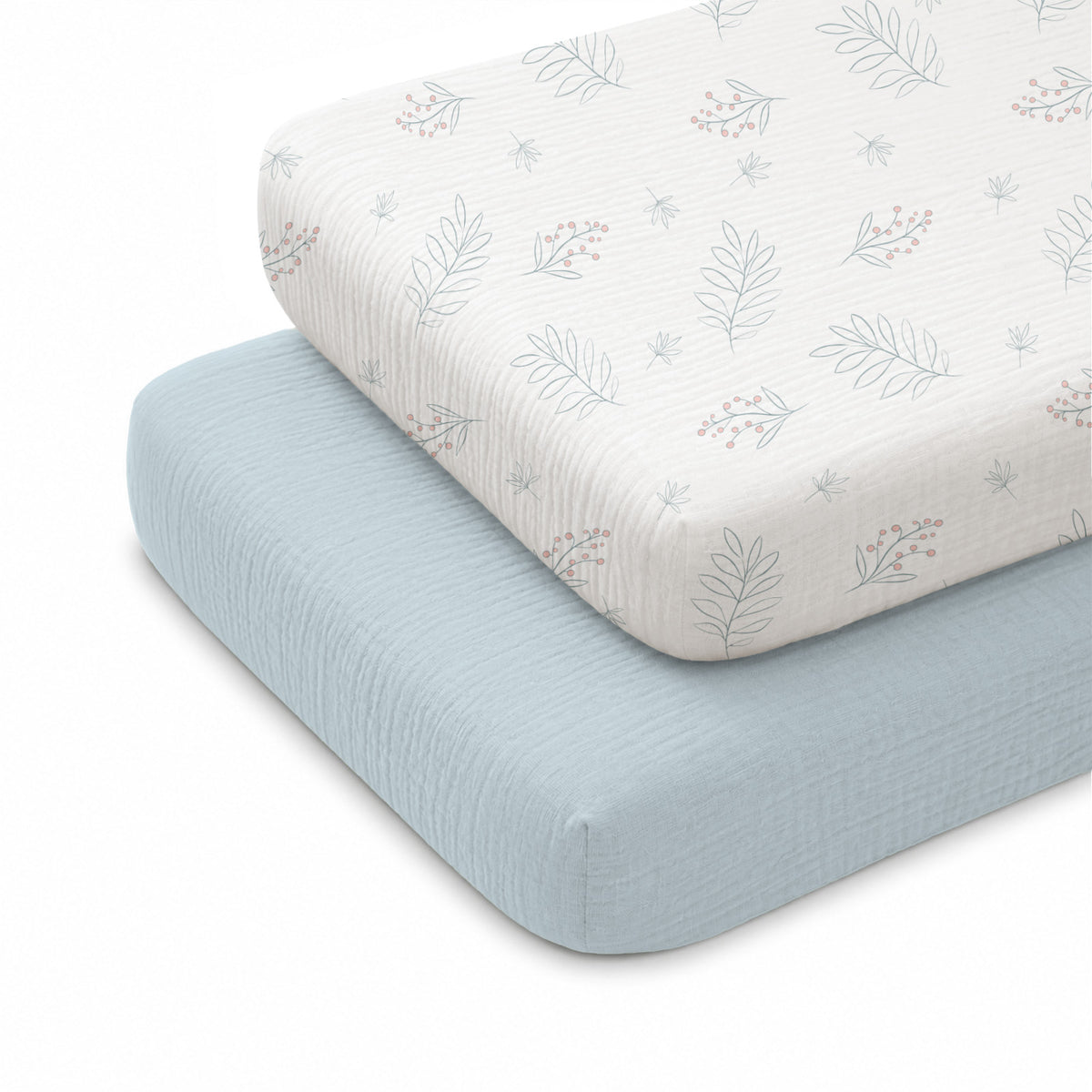 Babyomi Baby 2-Pack Muslin Cotton Bassinet Sheets, 33*17*4inch Bedside Sleeper, Blue