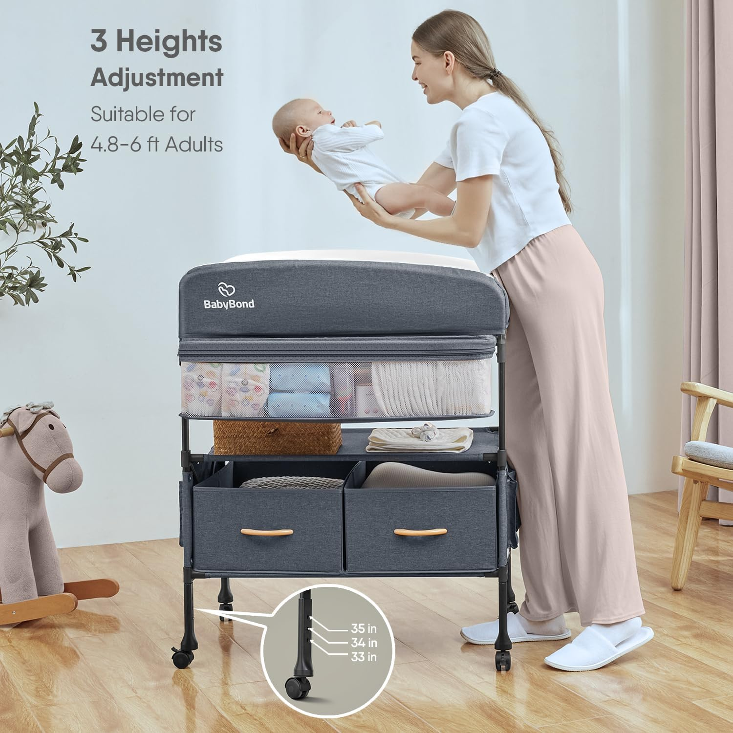 BabyBond Portable Baby Changing Table Foldable Table Dresser Waterpro Obeeodee
