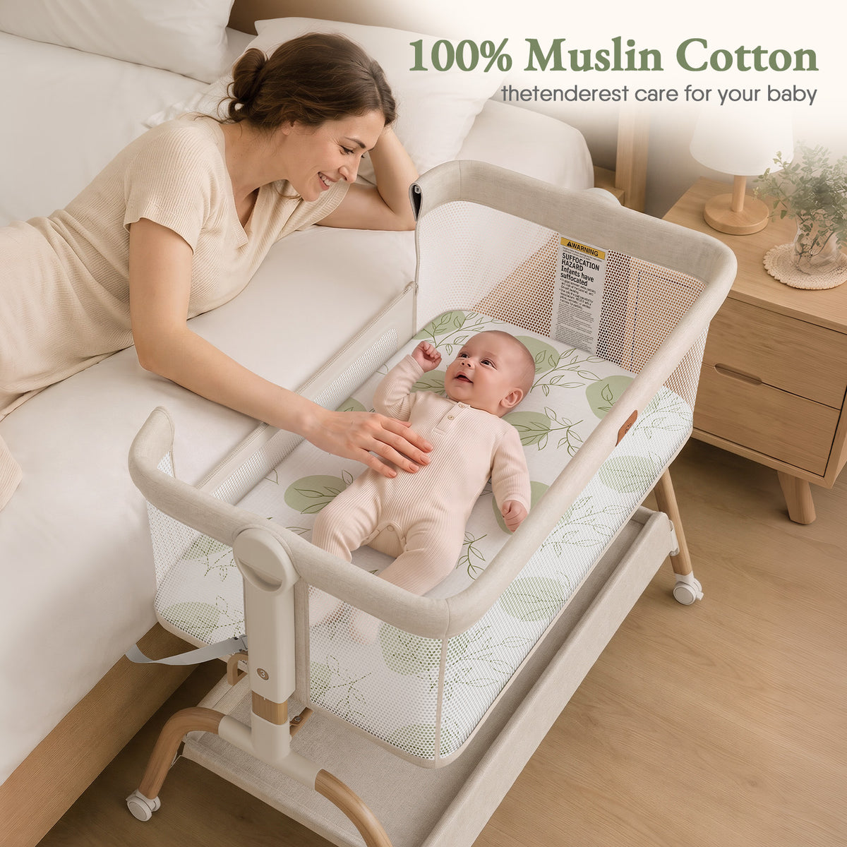 Babyomi Baby 2-Pack Muslin Cotton Bassinet Sheets, 33*17*4inch Bedside Sleeper, Blue
