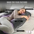 Babyomi U Shaped Pregnancy Pillow Full Body Support Maternity Pillow with Machine Washable Cover for Pain Relief Side Sleepers Expecting Moms, BlackBM3007-Bk