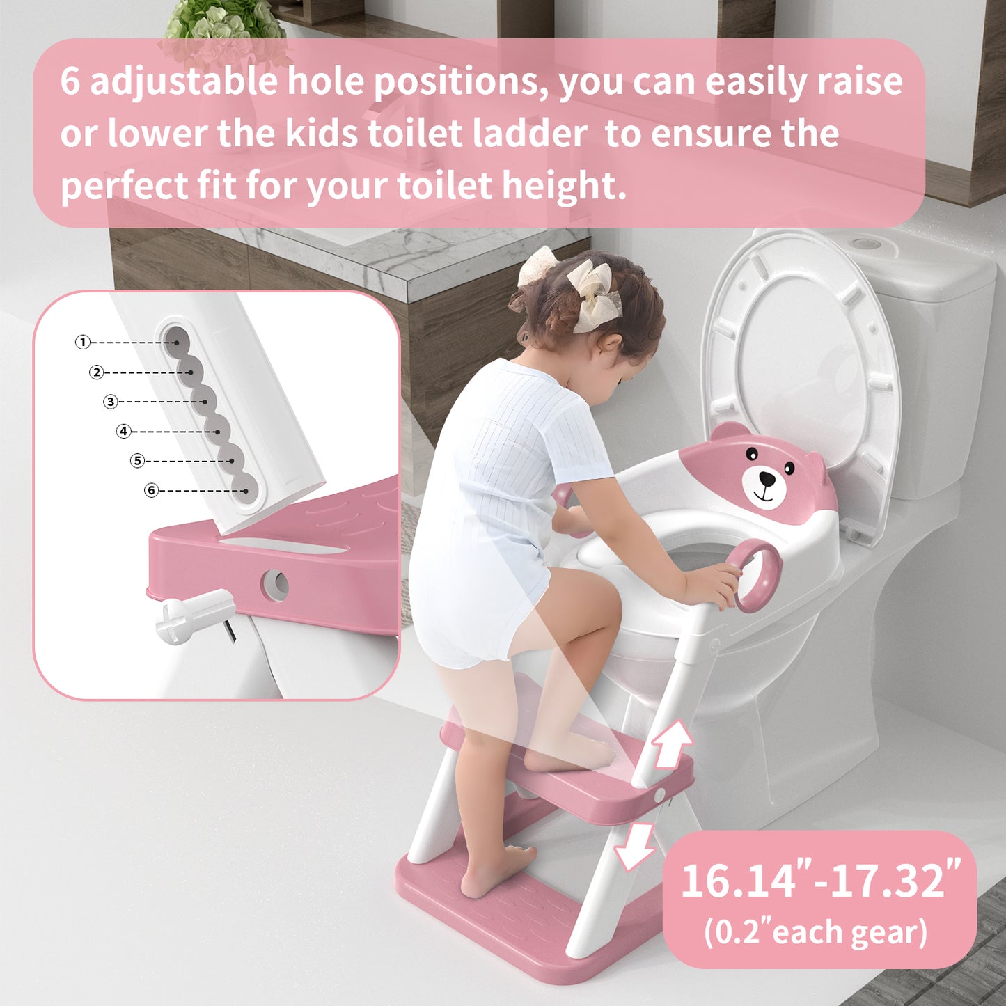 Babymi Potty Step Stools with Foldable Training Seat with Handles and Height Adjustable, Splash Guards, Height Adjustable Ladder for Toddlers 12 Months and Older, Unisex, Blue