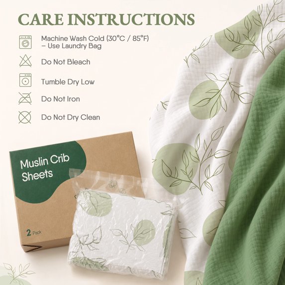 (1046)Babyomi Baby 2-Pack Muslin Cotton Bassinet Sheets, 52*28 inch Bedside Sleeper， Green