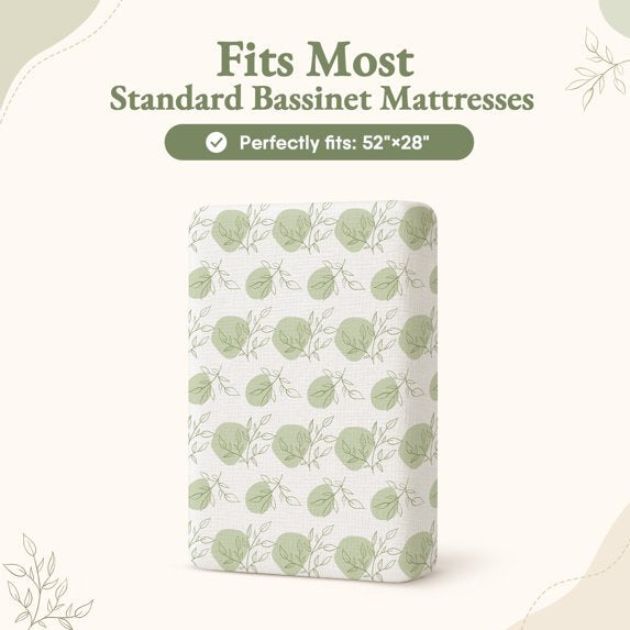 (1046)Babyomi Baby 2-Pack Muslin Cotton Bassinet Sheets, 52*28 inch Bedside Sleeper， Green