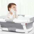 BB2010,Babyomi Foldable Baby Bathtub for 0-2 Year Olds, with Thermometer and Showerhead Bracket, Portable Travel Multifunctional Bath Tub, Gray.