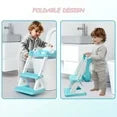 (  T5 )Babyomi Potty Step Stools, Toddler Toilet Seat with Ladder and Height Adjustable for Children's 12+Months, Blue-Green