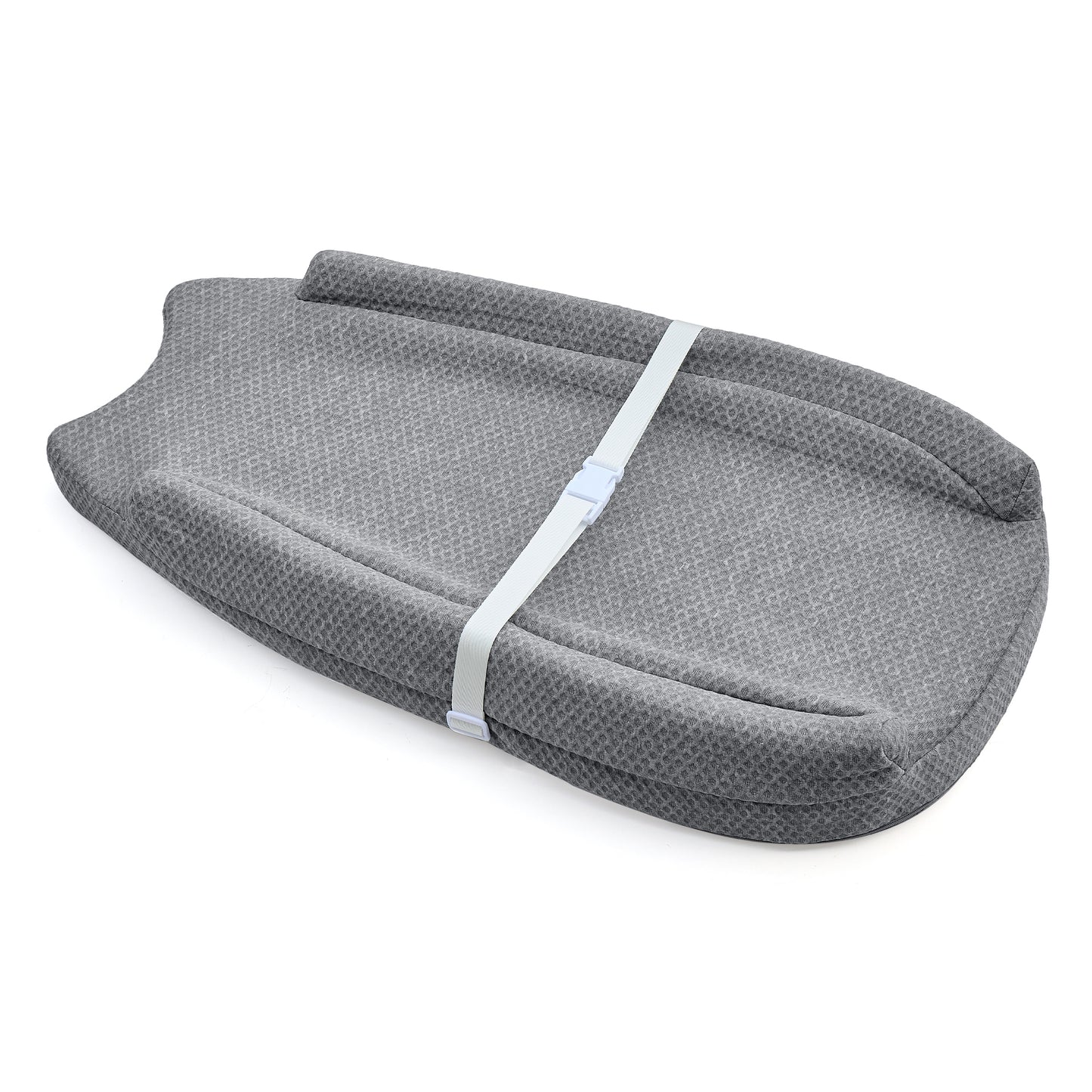 Babyomi Diaper Changing Pad with Anti-roll Edge and Adjustable Seat Belt, Anti Slip Base, Changing Pads for Newborns and Infants, Mid Gray
