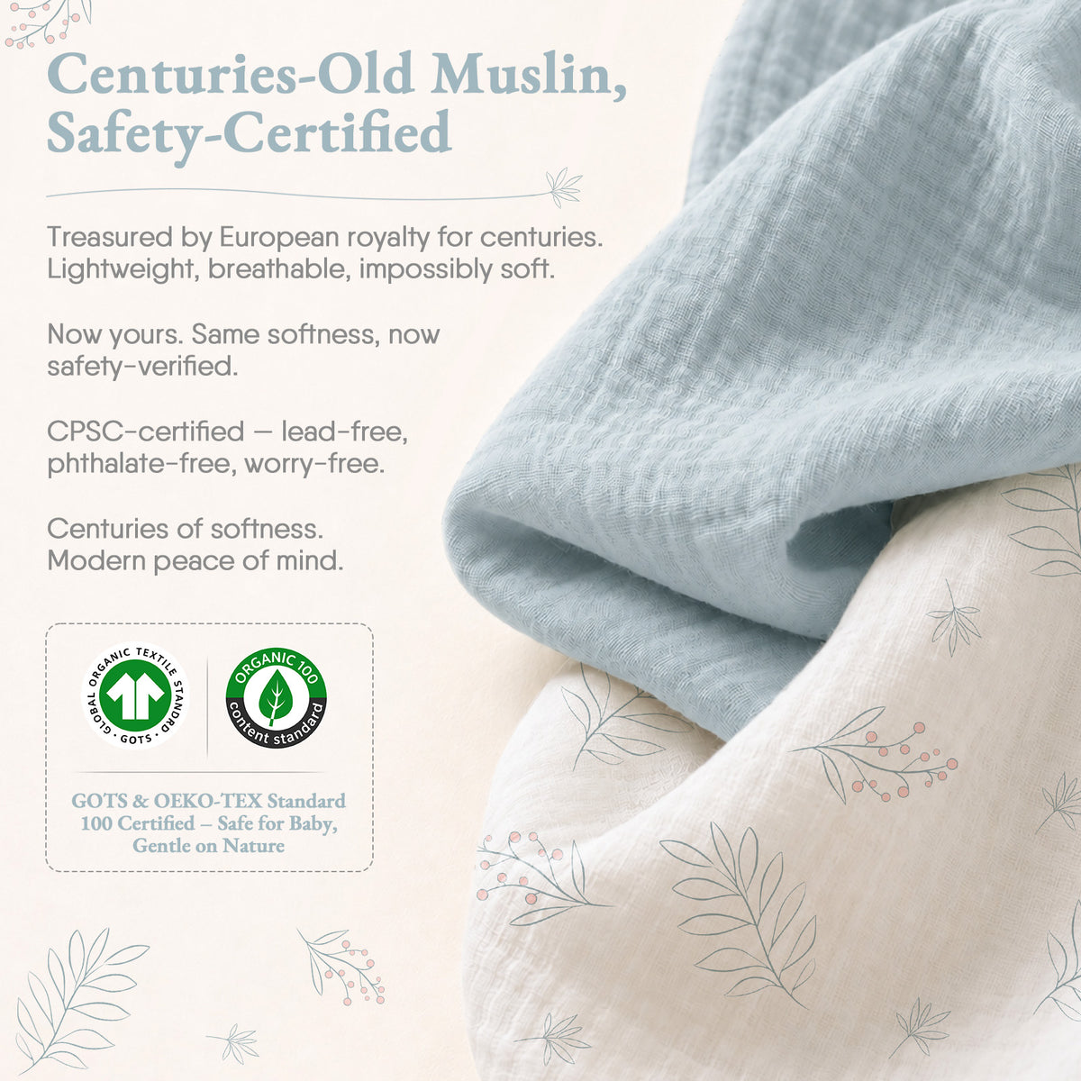 Babyomi Baby 2-Pack Muslin Cotton Bassinet Sheets, 33*17*4inch Bedside Sleeper, Blue