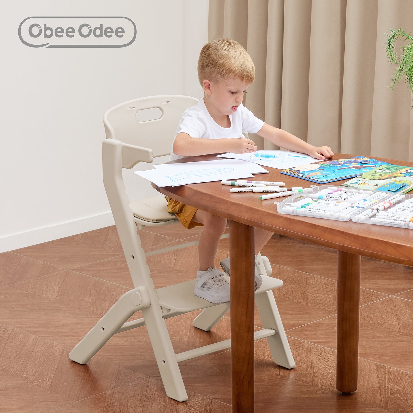 Obee Odee Full-Body Washable Baby High Chair with Soft Cushion, Adjustable for 6 Months to 220 Lb - Multifunctional and Convertible High Chairs for Babies and Toddlers -Portable and Easy Operation