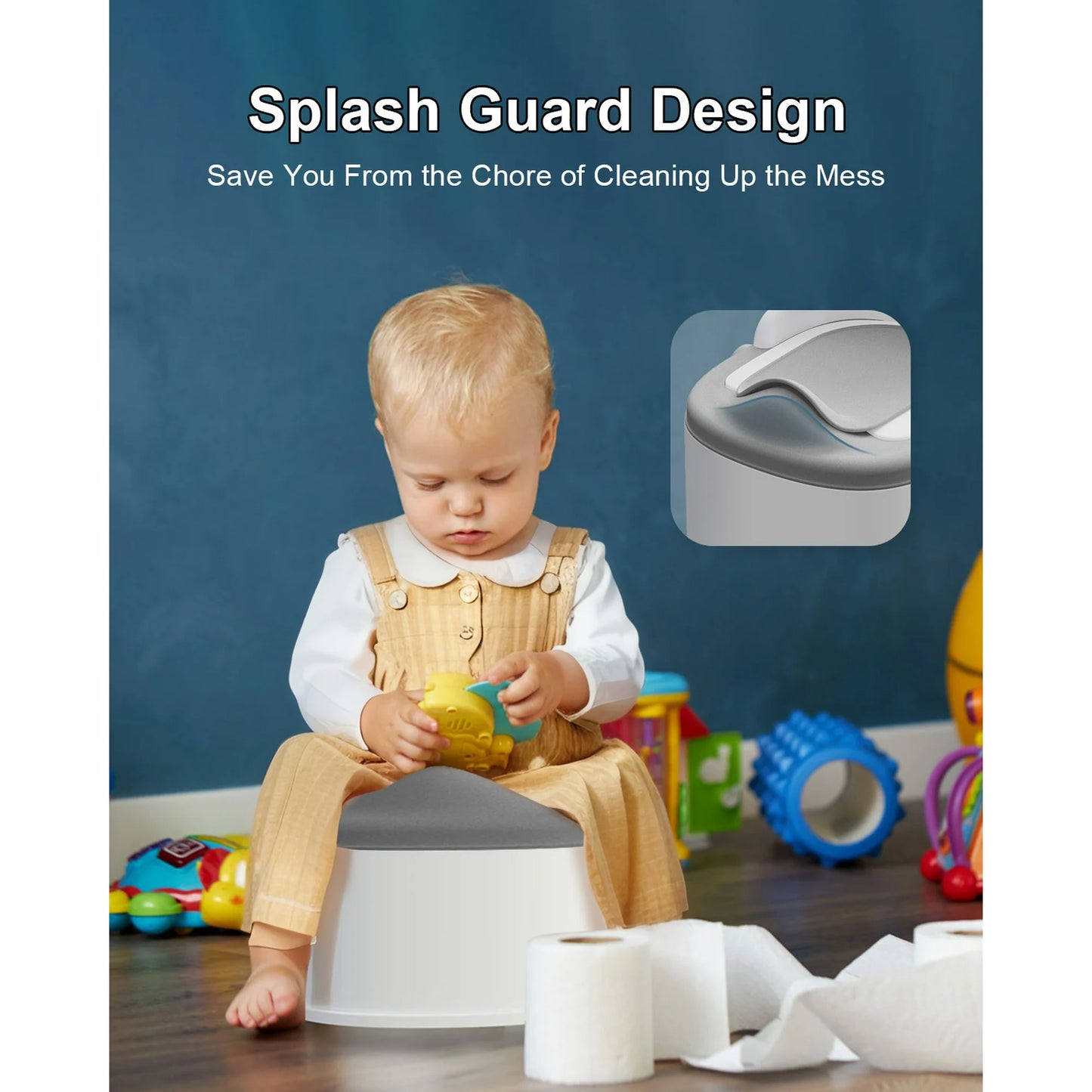 Babyomi 3 in-1 Potty Training Toilet with Standalone Potty & Potty Ring & Step Stool and Washable Liner and Lid,One-click Assembly, Easy to Clean,Grey&Pink