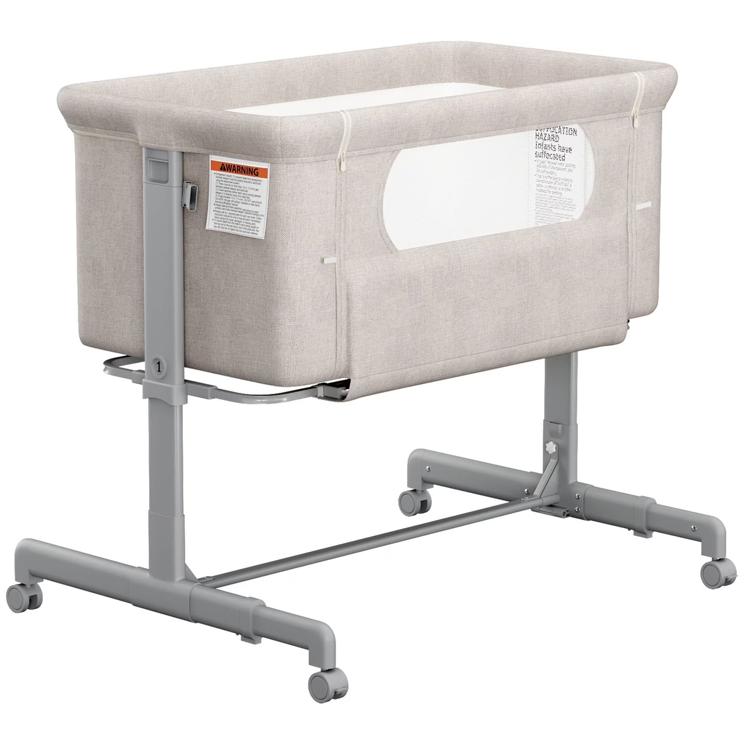 (BM0Y16-)Babyomi Baby Bassinet with Adjustable 6-Level Height, Bedside Crib for Newborn, Beige