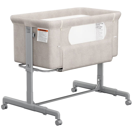 (BM0Y16-)Babyomi Baby Bassinet with Adjustable 6-Level Height, Bedside Crib for Newborn, Beige