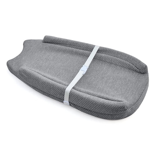 Babyomi Diaper Changing Pad with Anti-roll Edge and Adjustable Seat Belt, Anti Slip Base, Changing Pads for Newborns and Infants, Mid Gray,1 piece.