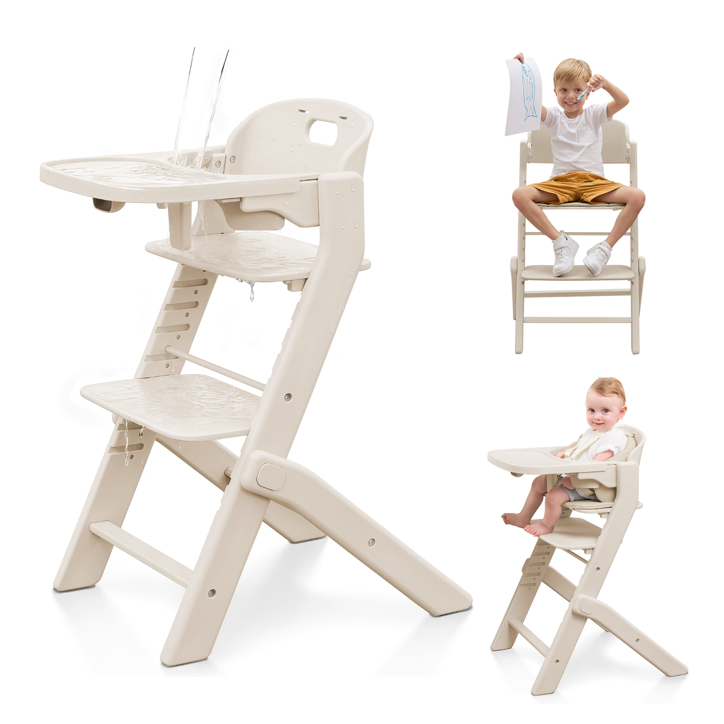 Obee Odee Full-Body Washable Baby High Chair with Soft Cushion, Adjustable for 6 Months to 220 Lb - Multifunctional and Convertible High Chairs for Babies and Toddlers -Portable and Easy Operation